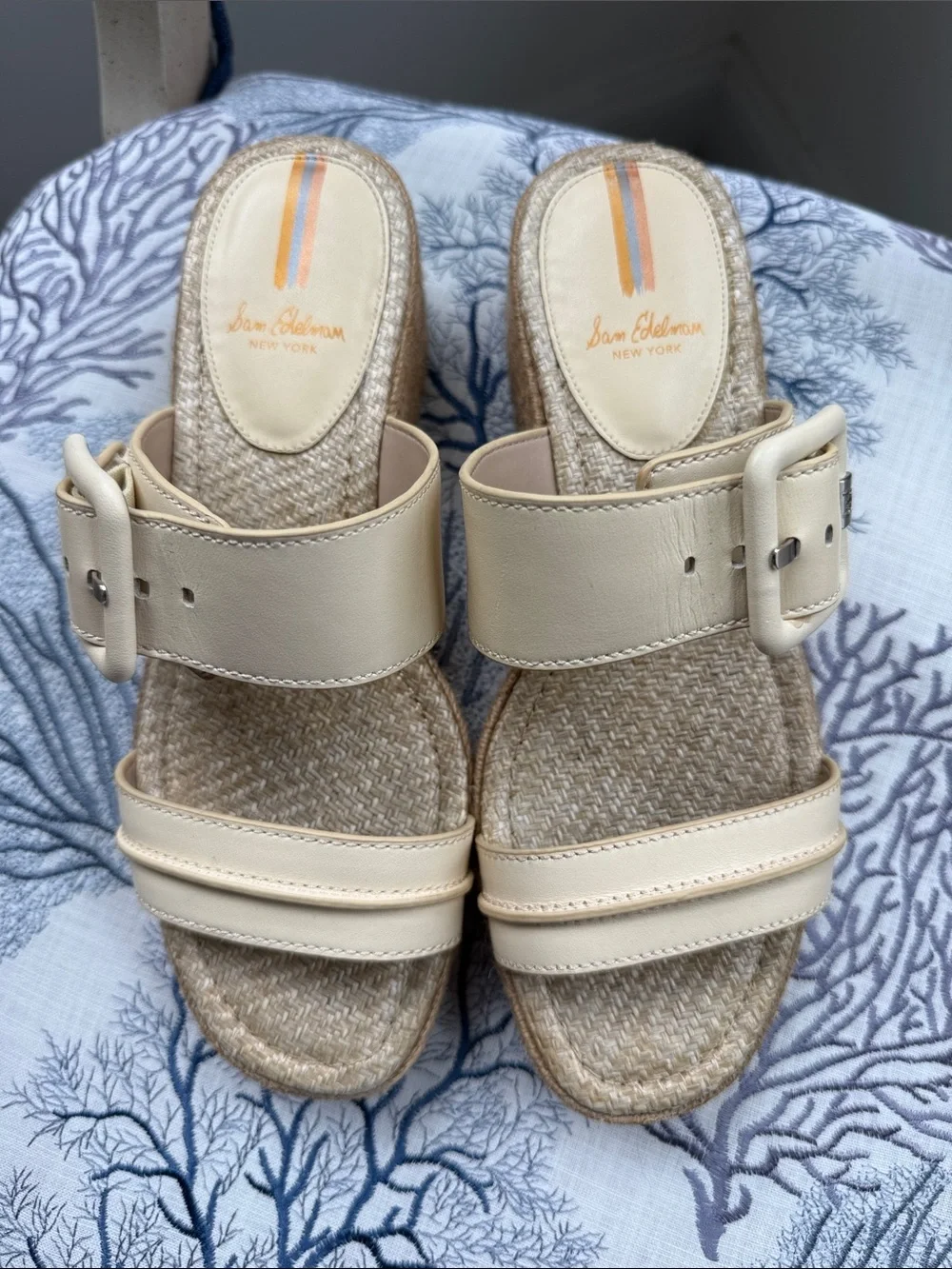 Sam Edelman Carson Espadrille Wedge Sandals Bleached Wheat Size 8